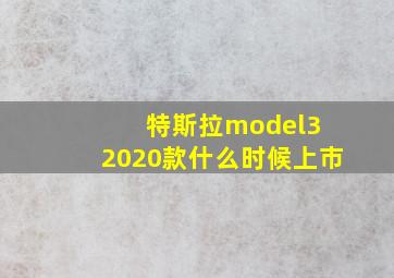 特斯拉model3 2020款什么时候上市